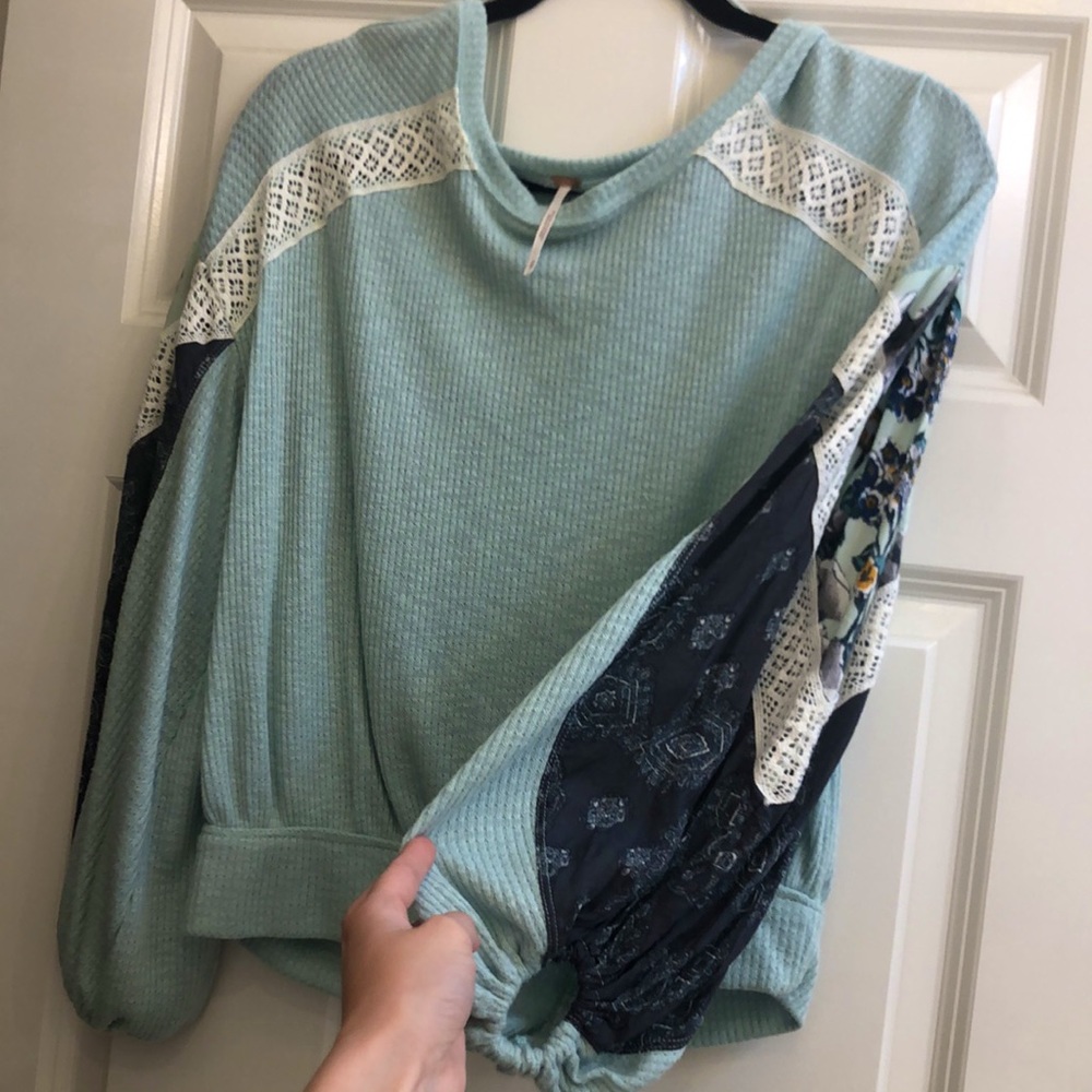 Free People Light Blue Puffy Top